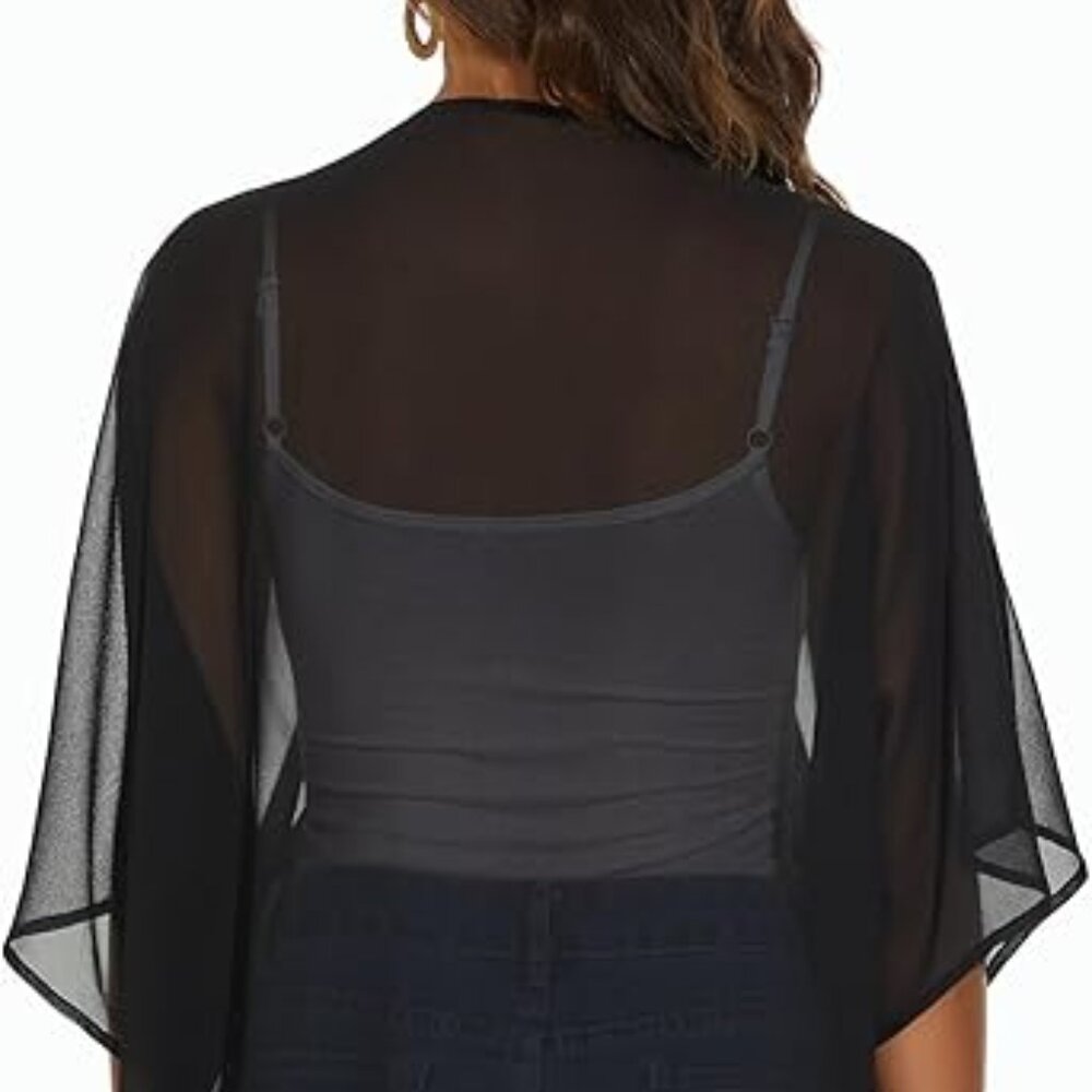 Black Sheer Kimono Cardigan - Picture 3 of 3